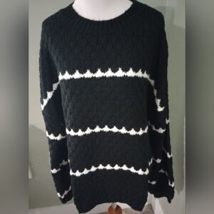 NWT Merokeety Black and White Striped Sweater XL
